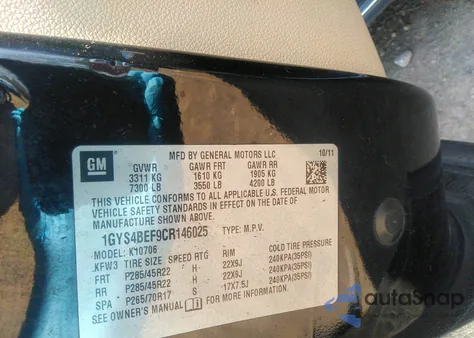 2012 Cadillac Escalade Luxury from USA, damaged, VIN 1GYS4BEF9CR146025